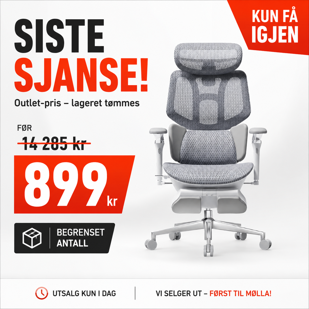 Hbada X7 ergonomisk kontorstol grå